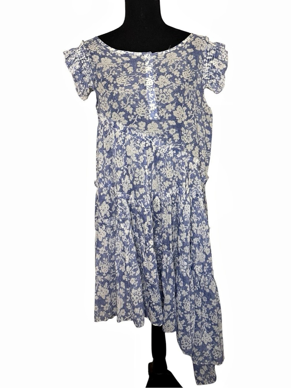 LoveShackFancy Floral Midi Dress in Blue & White Size Small Like New